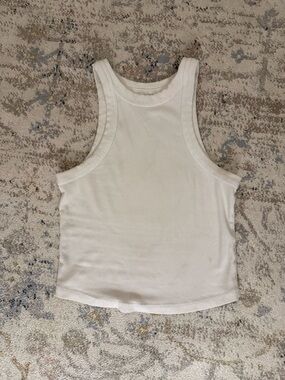 FP Movement by Free People Cream Ribbed Racerback Tank